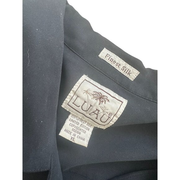 LUAU Men's Vintage Finest 100% Silk Cocktail Cigar Button Down Shirt Size XL - Picture 4 of 6